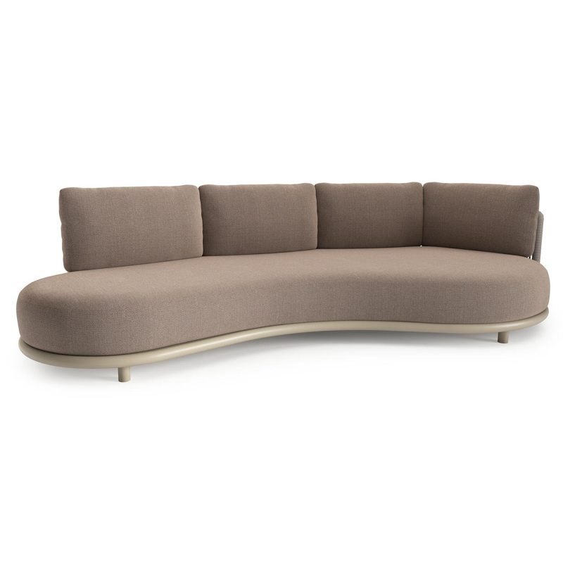 Lomano loungebank in beige aluminium met savane earth all weather sunbrella® luxe kussen