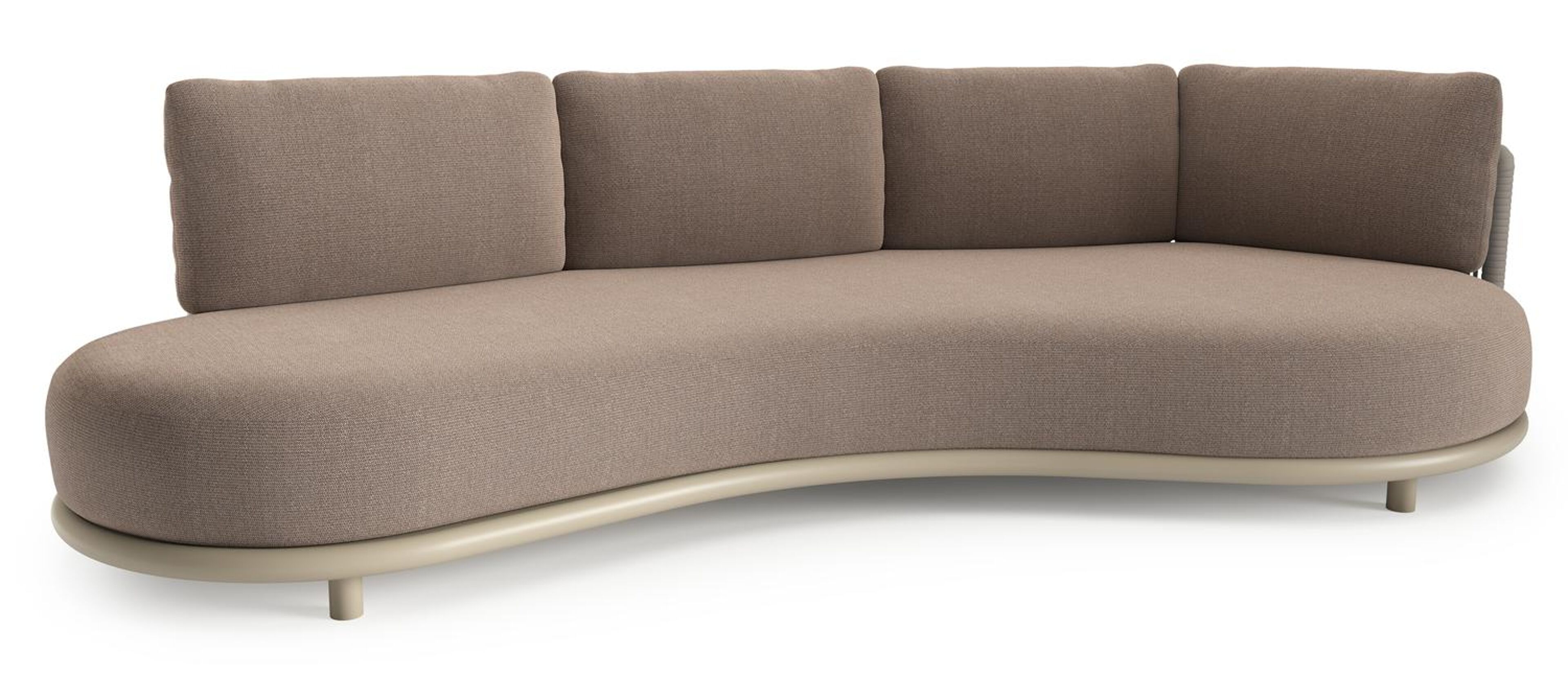 Lomano loungebank in beige aluminium met savane earth all weather sunbrella® luxe kussen