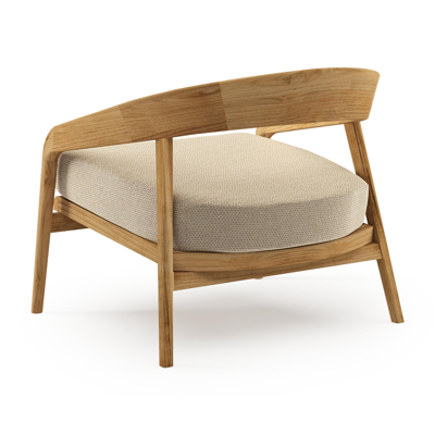 Lacrima loungestoel in teak met althea camel all weather Cosytica kussen