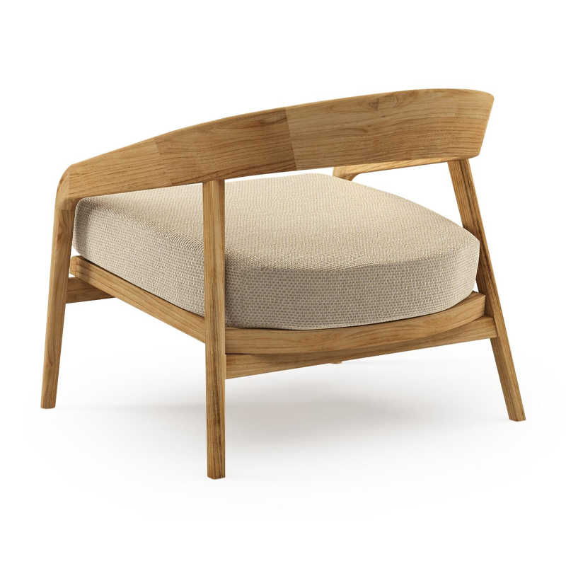 Lacrima loungestoel in teak met althea camel all weather Cosytica kussen