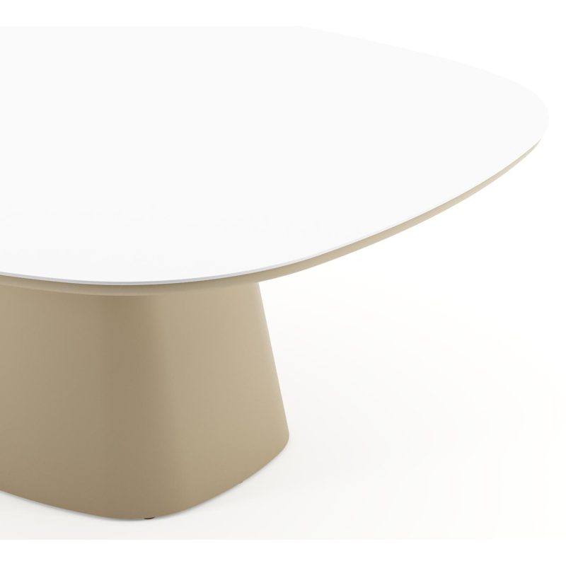 Amico tuintafel bombo xl in beige aluminium en volkeramiek Arctic White - L 210 x B 148 x H 73.5 cm