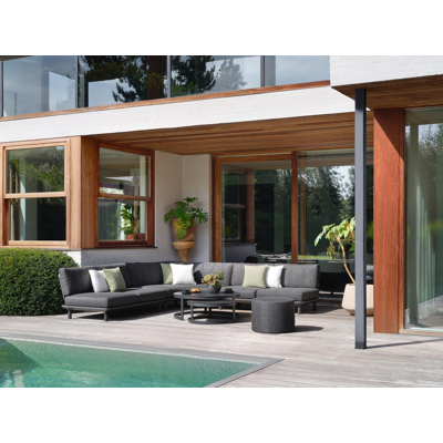 Ronde Masso poef in chartres sooty all weather sunbrella® luxe - Dia. 55 x H 40 cm