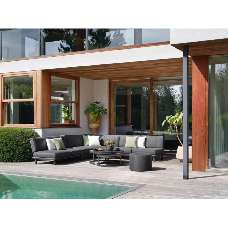 Pouf Masso arrondis en chartres sooty All weather sunbrella® luxe - Diam. 55 x Haut. 40 cm