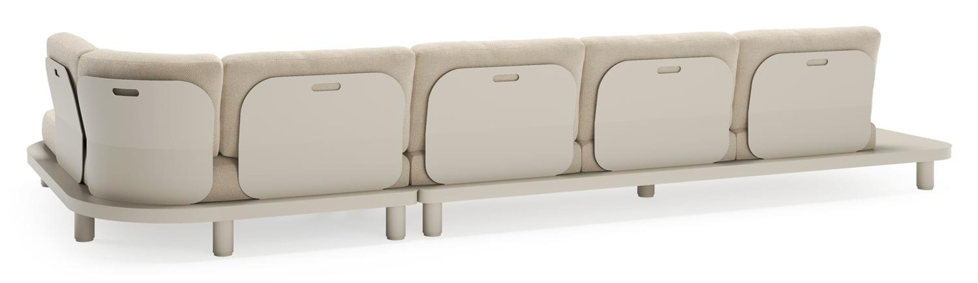 Salon de jardin d'angle Donato en aluminium beige et coussins en all weather cosytica althea chalk