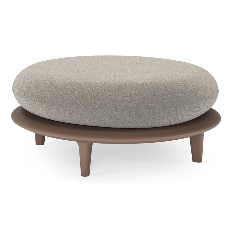 Bomero poef in taupe aluminium met lopi silver all weather sunbrella® luxe kussen