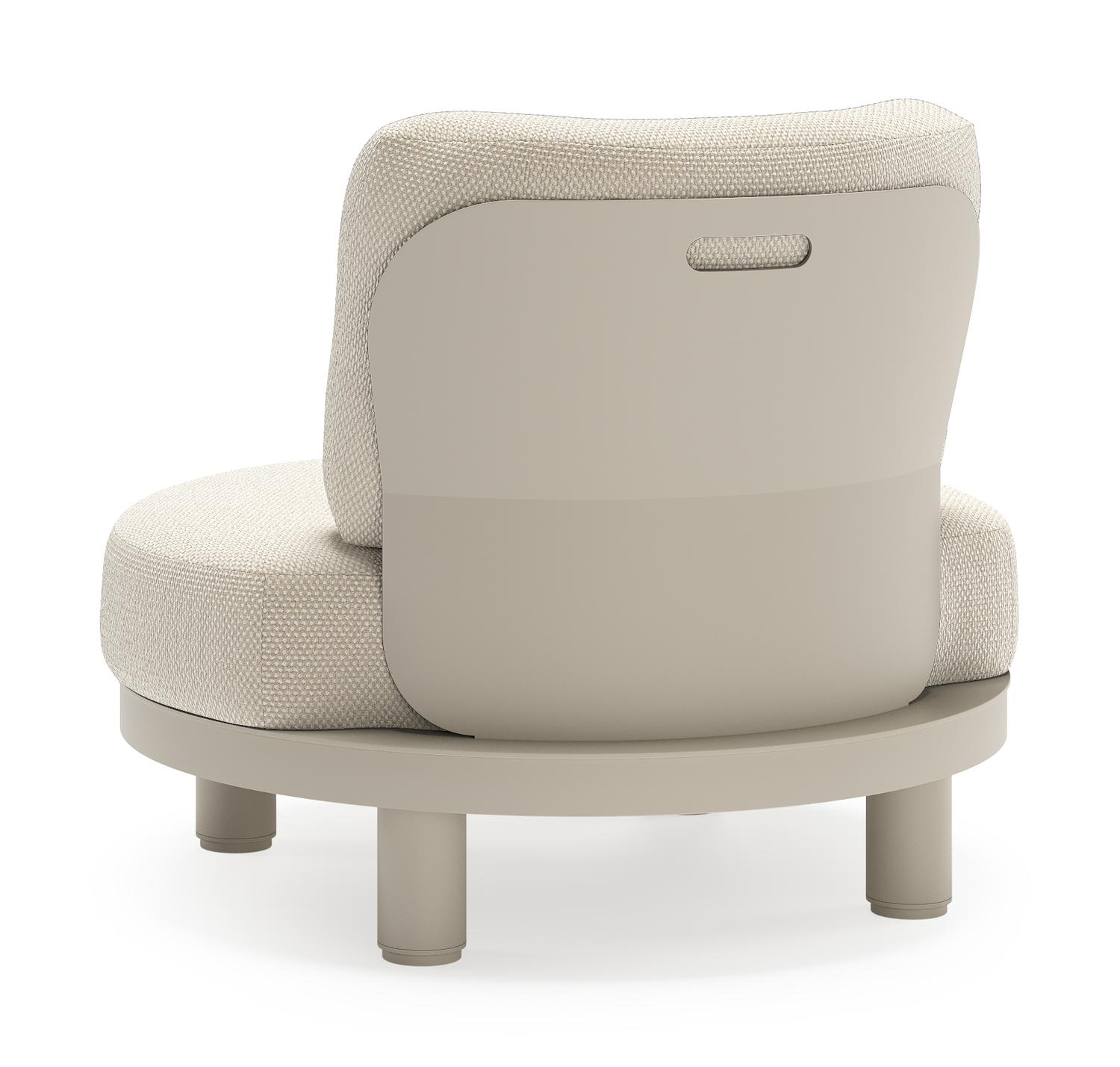 Donato loungestoel in beige aluminium met all weather cosytica Althea Off White kussen
