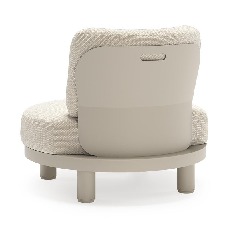 Donato loungestoel in beige aluminium met all weather cosytica Althea Off White kussen