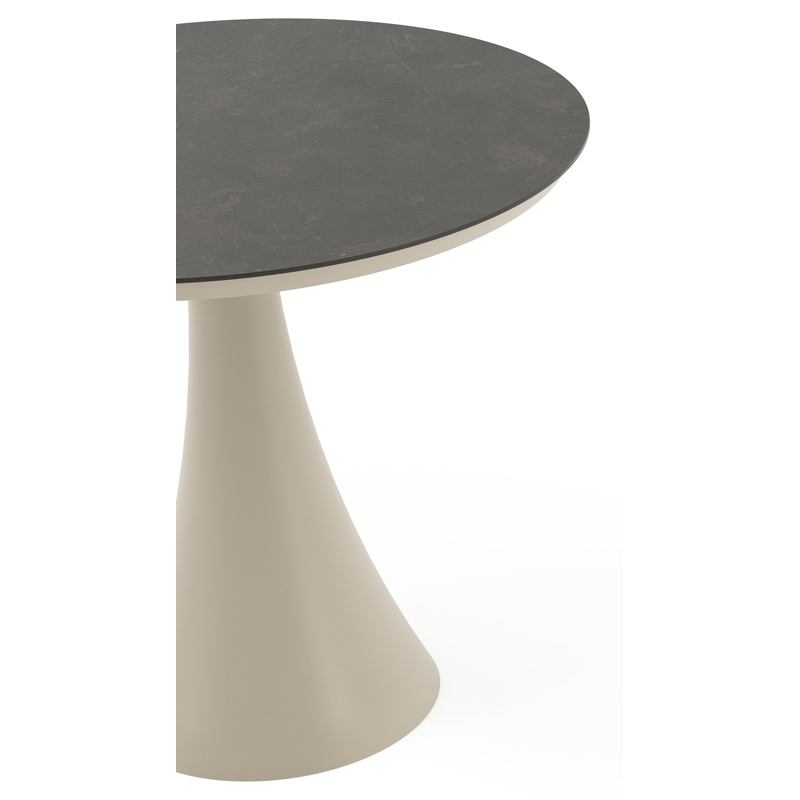 Fano tuintafel rond in beige aluminium en volkeramiek Calatorao - Dia. 85 x H 75 cm