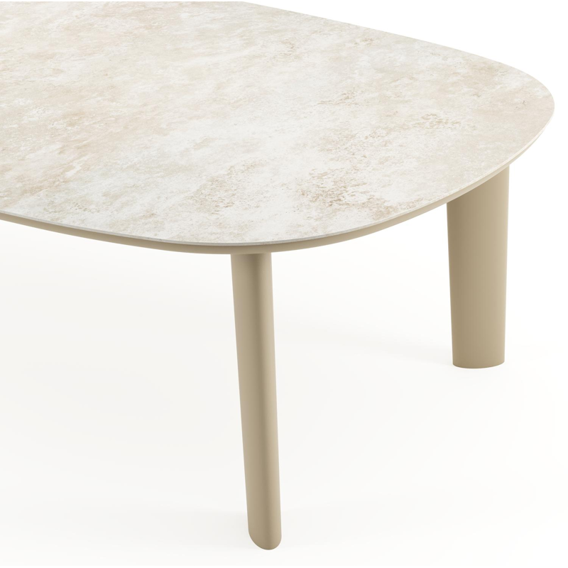 Table de jardin Amico bombo xl en aluminium beige et céramique pleine Rapolano - Lg. 270 x Lrg. 148 x Haut. 73.5 cm