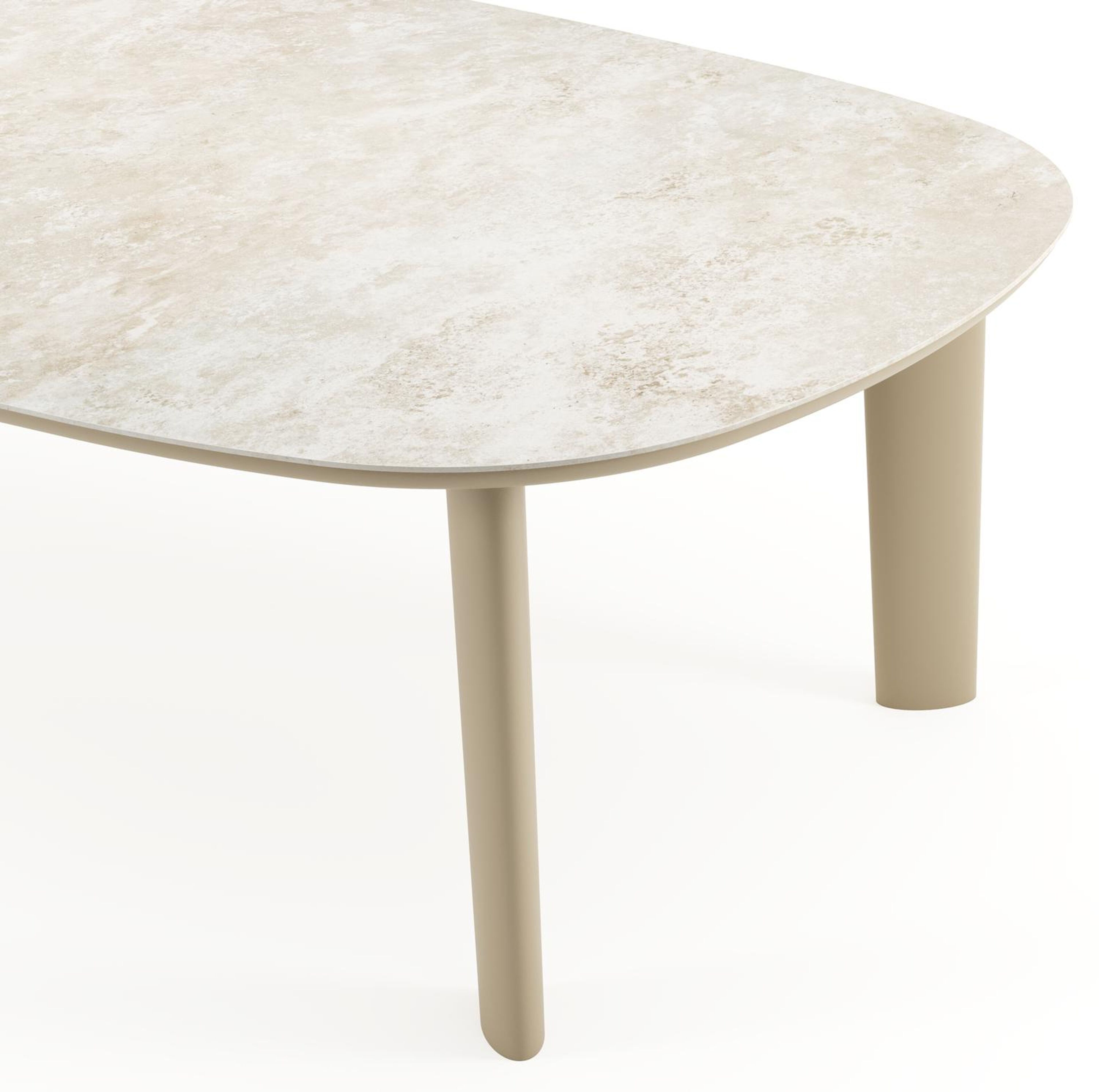 Amico tuintafel bombo xl in beige aluminium en volkeramiek Rapolano - L 270 x B 148 x H 74 cm