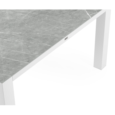 Nano tuintafel in wit aluminium en volkeramiek zaha stone - L 240 x B 148 x H 73 cm