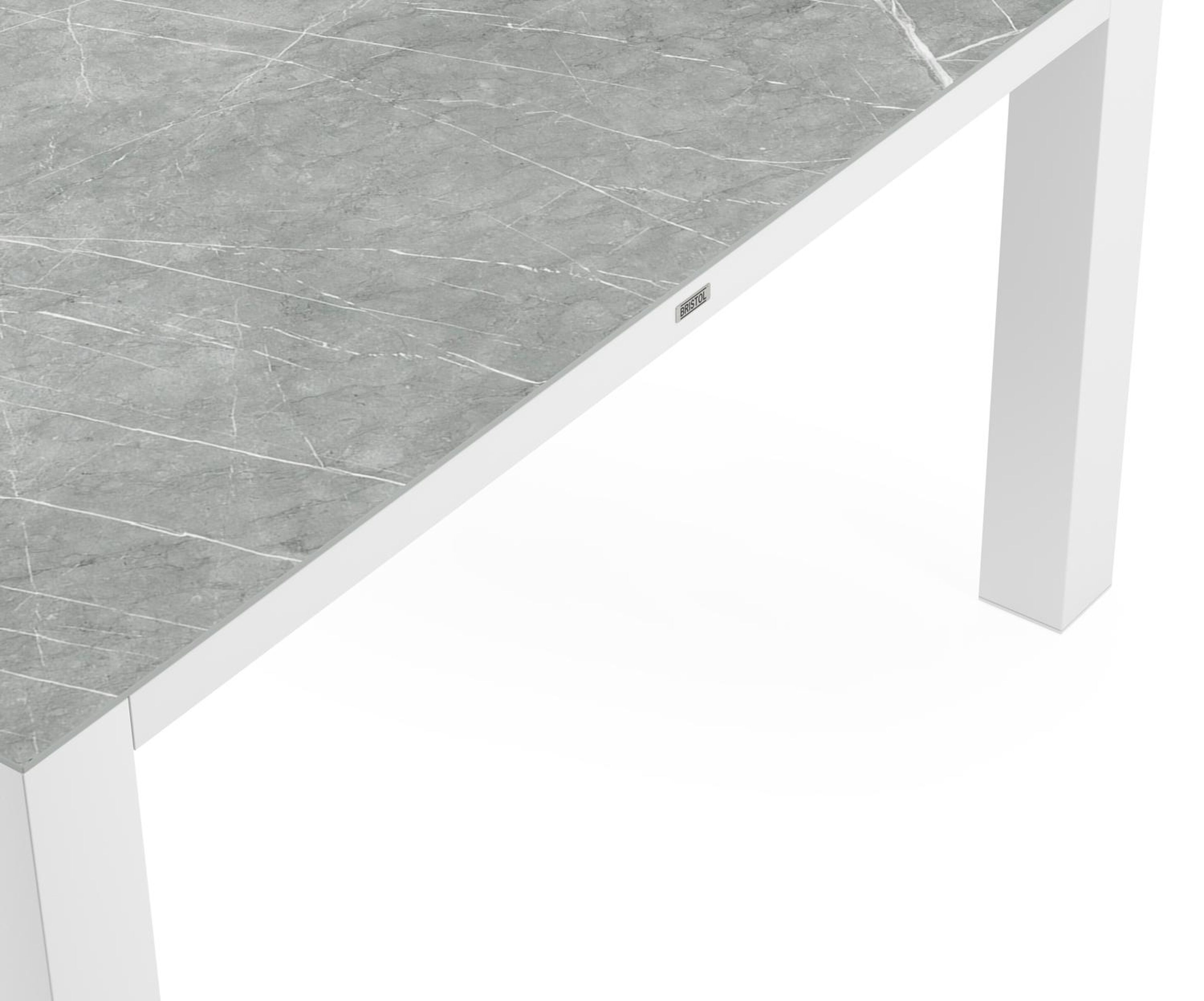 Nano tuintafel in wit aluminium en volkeramiek zaha stone - L 240 x B 148 x H 73 cm