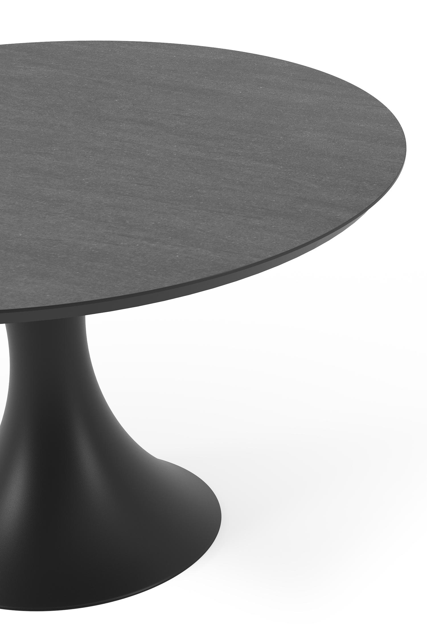 Table de jardin Fano en aluminium noir et céramique pleine basalt black - Dia. 130 x H 75 cm