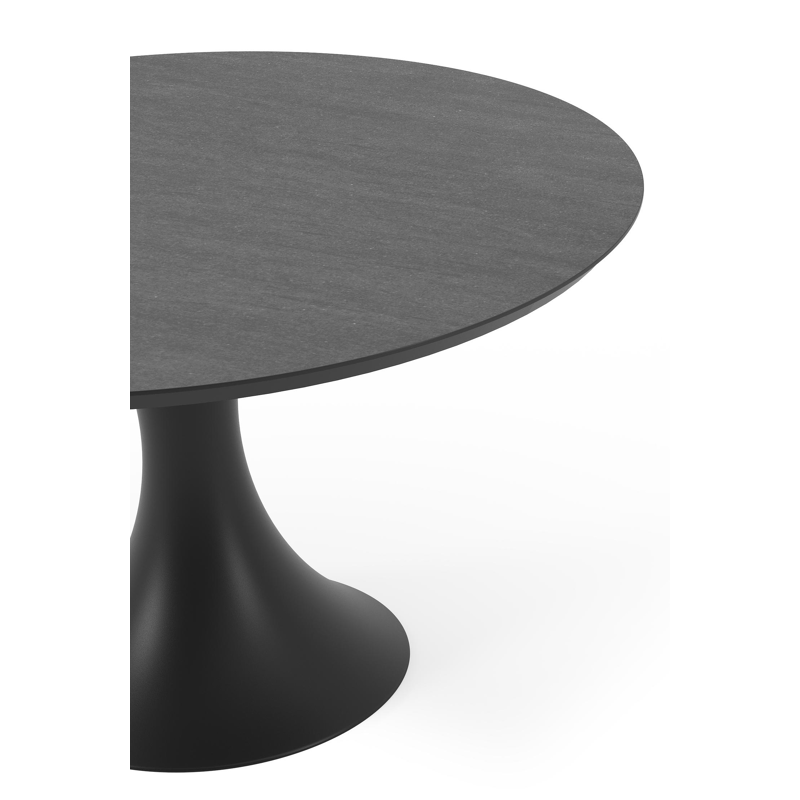 Fano tuintafel in zwart aluminium en volkeramiek basalt black - Dia. 130 x H 75 cm