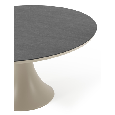 Fano tuintafel rond in beige aluminium en volkeramiek Basalt Black - Dia. 148 x H 75 cm