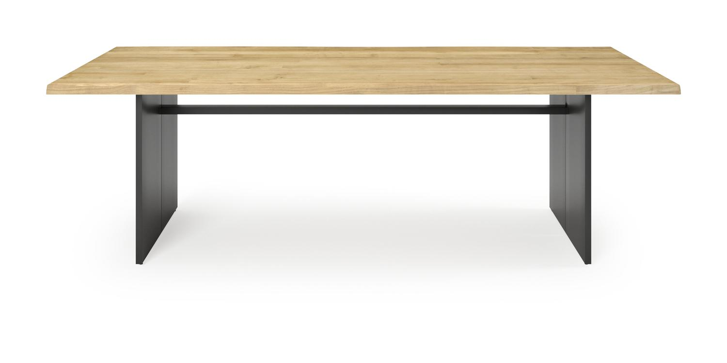 Portofino tuintafel in zwart aluminium en teak - L 240 x B 102 x H 74,5 cm
