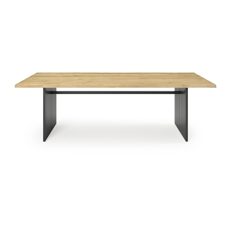 Table de jardin Portofino en aluminium noir et teck - Lg 240 x Larg. 102 x H 74,5 cm