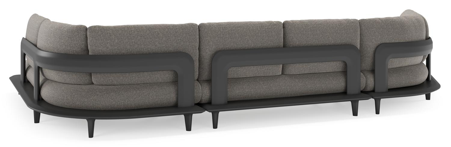 Bomero loungehoek in zwart aluminium met chartres drizzle all weather sunbrella® luxe kussen