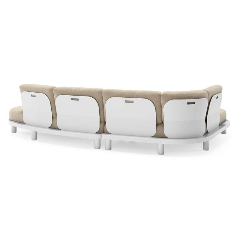 Salon de jardin d'angle Donato en aluminium blanc et coussins en all weather cosytica Althea Chalk