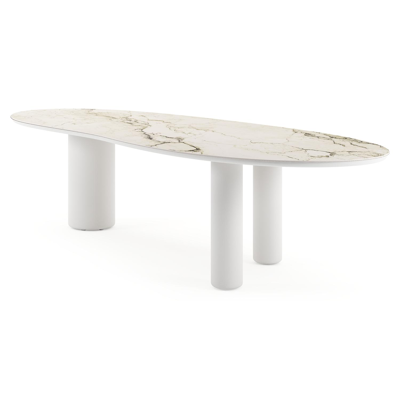 Amico tuintafel organisch in wit aluminium en volkeramiek Colorado Dunes - L 320 x B 120 x H 73.5 cm