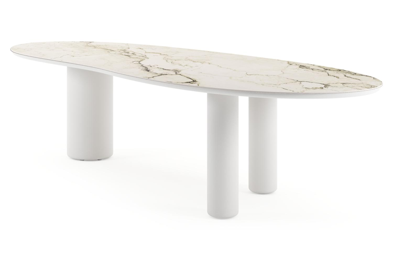 Amico tuintafel organisch in wit aluminium en volkeramiek Colorado Dunes - L 320 x B 120 x H 73.5 cm