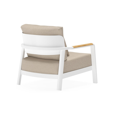 Set van 2 Salamanca loungestoelen 2 x 1-zit in wit aluminium en teak met desert weather+ softtouch kussen