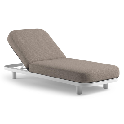 Chaise longue réglable Donato en aluminium blanc et coussin en all weather Sunbrella® luxe wander granite