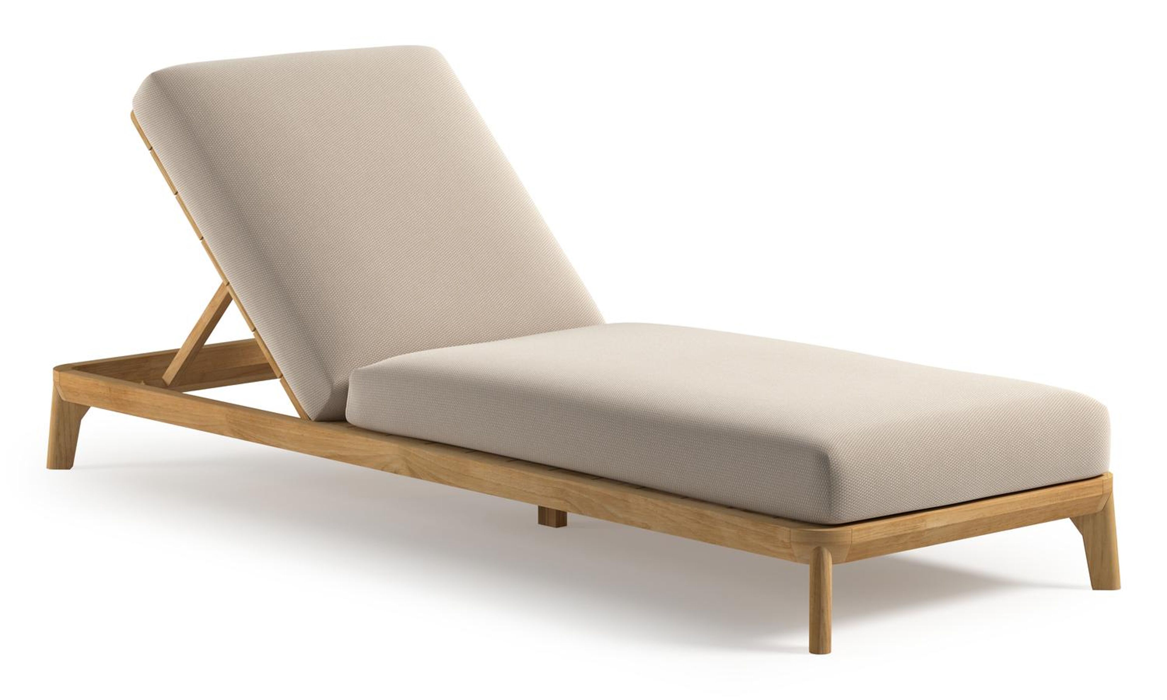 Orso verstelbaar ligbed in teak met lopi antique all weather Sunbrella® luxe kussen