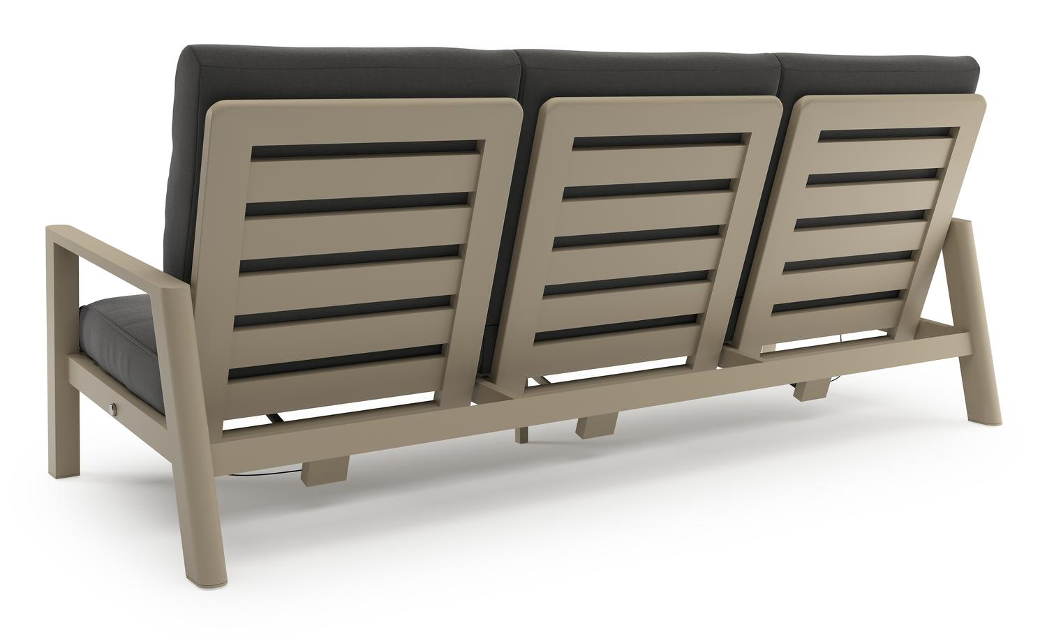 Cirello loungeset in beige aluminium met natte charcoal chine all weather sunbrella® luxe kussens