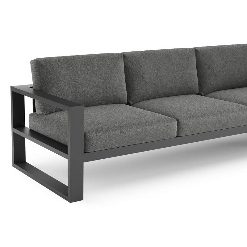 Salon de jardin d'angle Verato en aluminium noir et coussins en all weather cosytica catania black