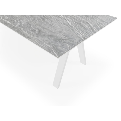 Table de jardin Cesano en aluminium blanc et ceramique pleine mar del plata - Lg. 280 x Larg. 110 x H 73,5 cm