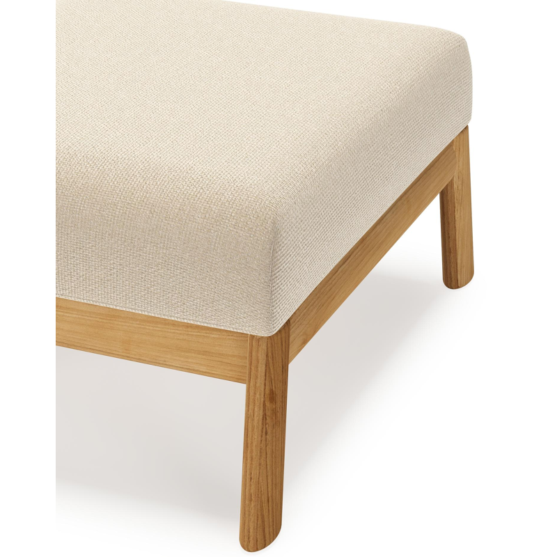 Amaro poef in teak met althea chalk all weather cosytica kussen