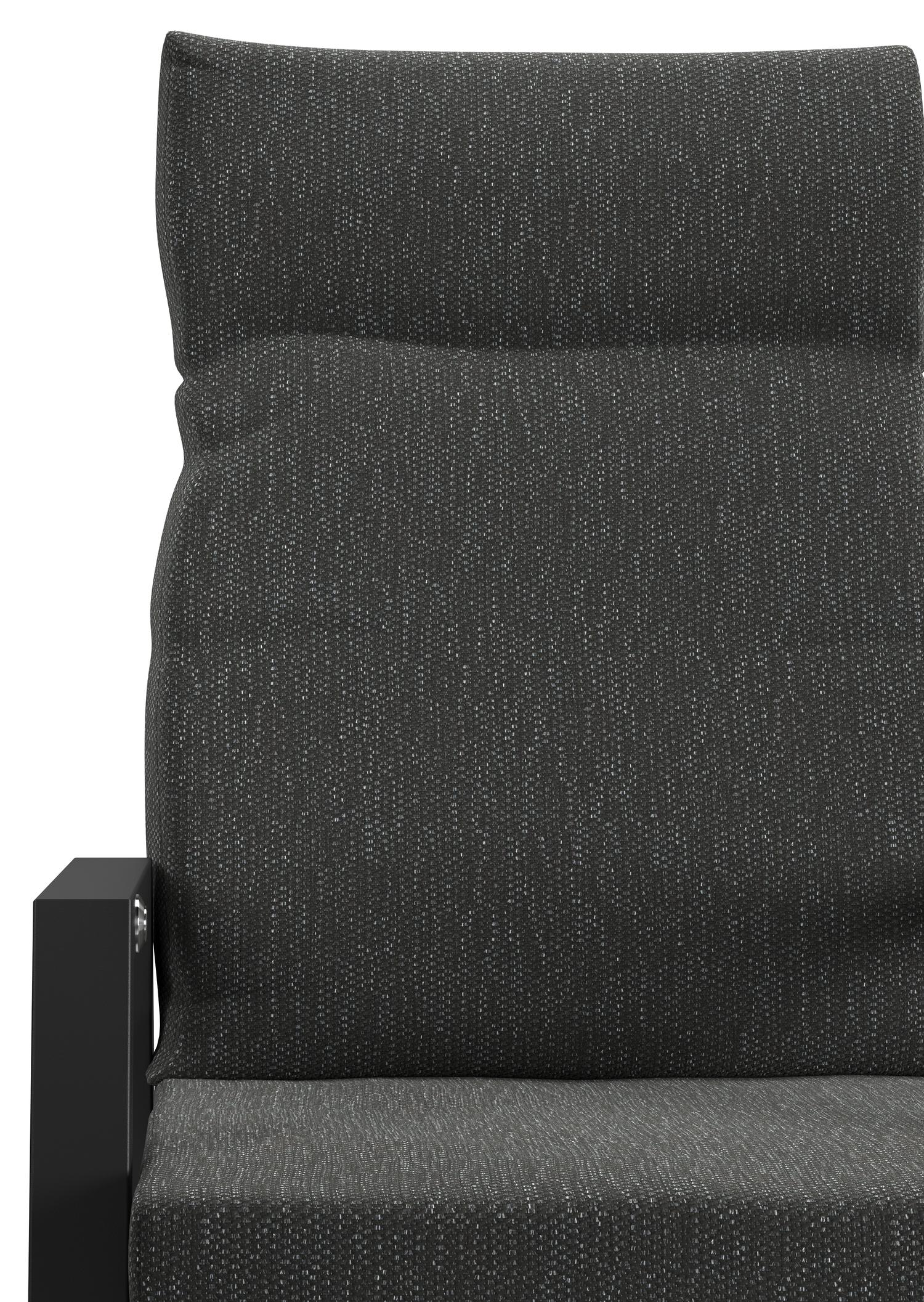 Chaise de jardin Leon en aluminium noir et textilène noir avec coussin en Sky Black Weather+ Softtouch