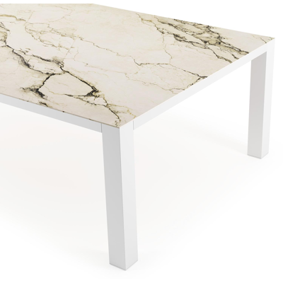 Nano tuintafel rechthoekig in wit aluminium en volkeramiek colorado dunes - L 240 x B 148 x H 75 cm