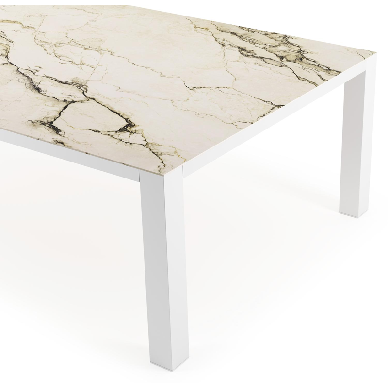 Nano tuintafel rechthoekig in wit aluminium en volkeramiek colorado dunes - L 240 x B 148 x H 75 cm