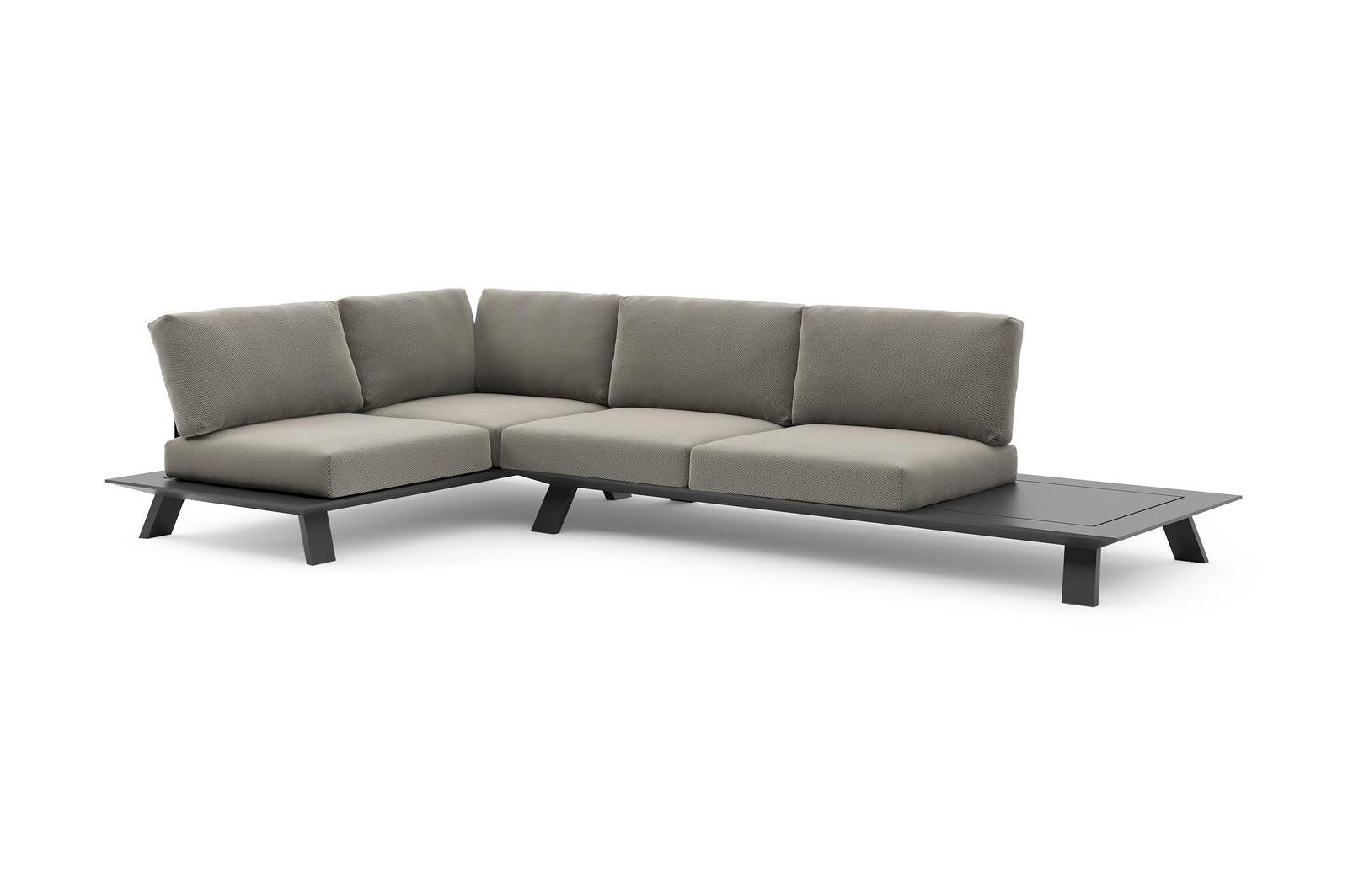 Cesano loungehoek in zwart aluminium met lopi charcoal all weather Sunbrella® luxe kussen