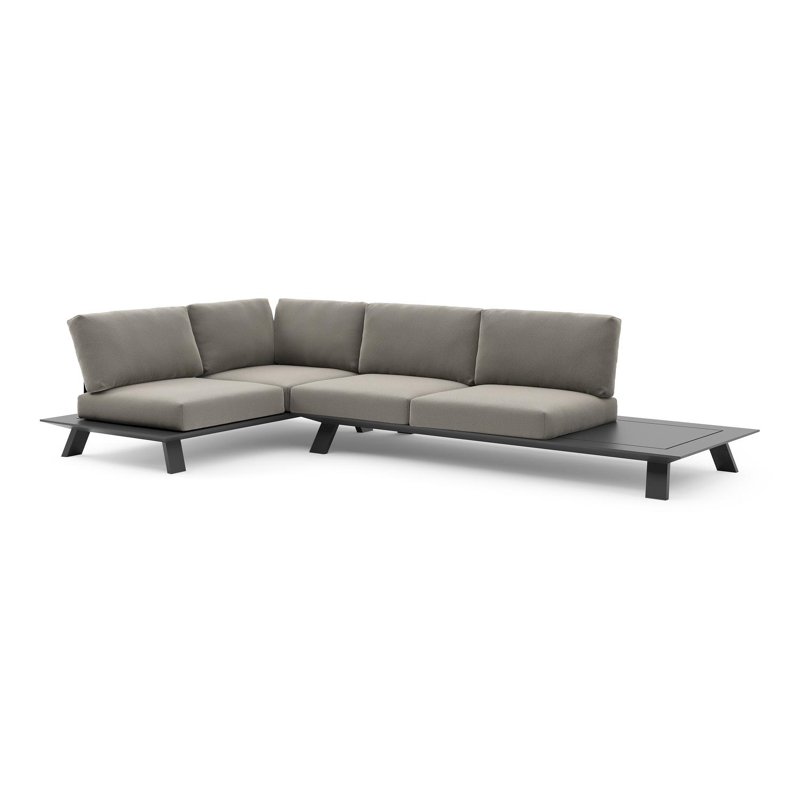 Cesano loungehoek in zwart aluminium met lopi charcoal all weather Sunbrella® luxe kussen