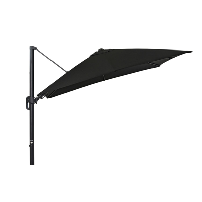 Rufina zweefparasol met tiltfunctie in zwart aluminium met zwart sunbrella® premium parasoldoek - L1 300 x L2 300 cm (zonder voet)