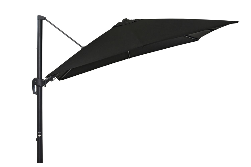 Rufina zweefparasol met tiltfunctie in zwart aluminium met zwart sunbrella® premium parasoldoek - L1 300 x L2 300 cm (zonder voet)