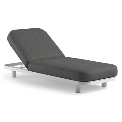 Chaise longue réglable Donato en aluminium blanc et coussin en all weather Cosytica catania black