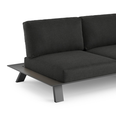 Cesano loungebank in zwart aluminium met chartres sooty all weather Sunbrella® luxe kussen