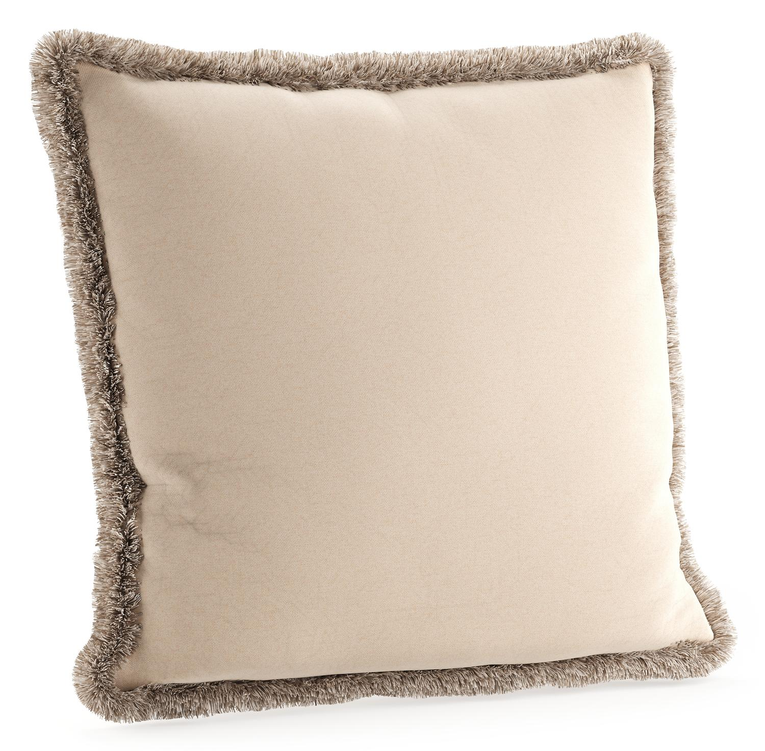 Sierkussen met franjes 55 x 55 cm in all weather sunbrella luxe natte linen chalk