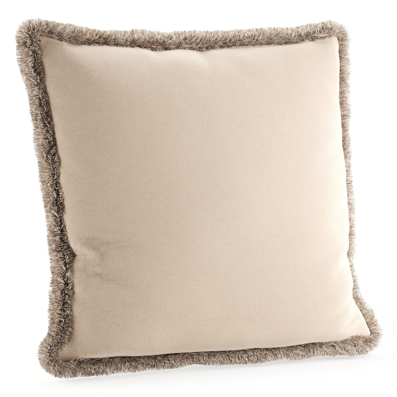 Sierkussen met franjes 55 x 55 cm in all weather sunbrella luxe natte linen chalk