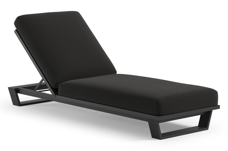 Pagino verstelbaar ligbed in zwart aluminium met natte sooty all weather Sunbrella® luxe kussen