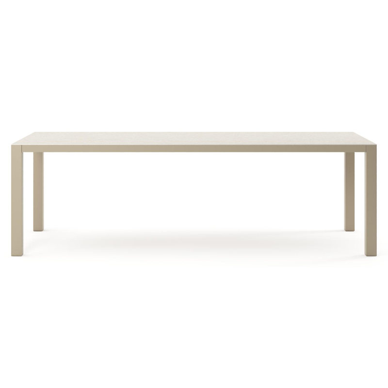 Como tuintafel rechthoekig in beige aluminium en volkeramiek Shilin - L 240 x B 100 x H 73 cm