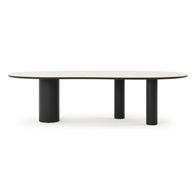 Organo tuintafel organisch in zwart aluminium en volkeramiek Retrostone - L 280 x B 120 x H 74 cm