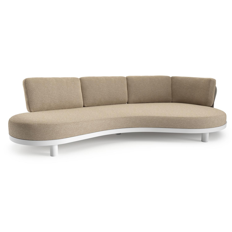 Donato loungebank in wit aluminium met madagascar oak all weather cosytica kussen