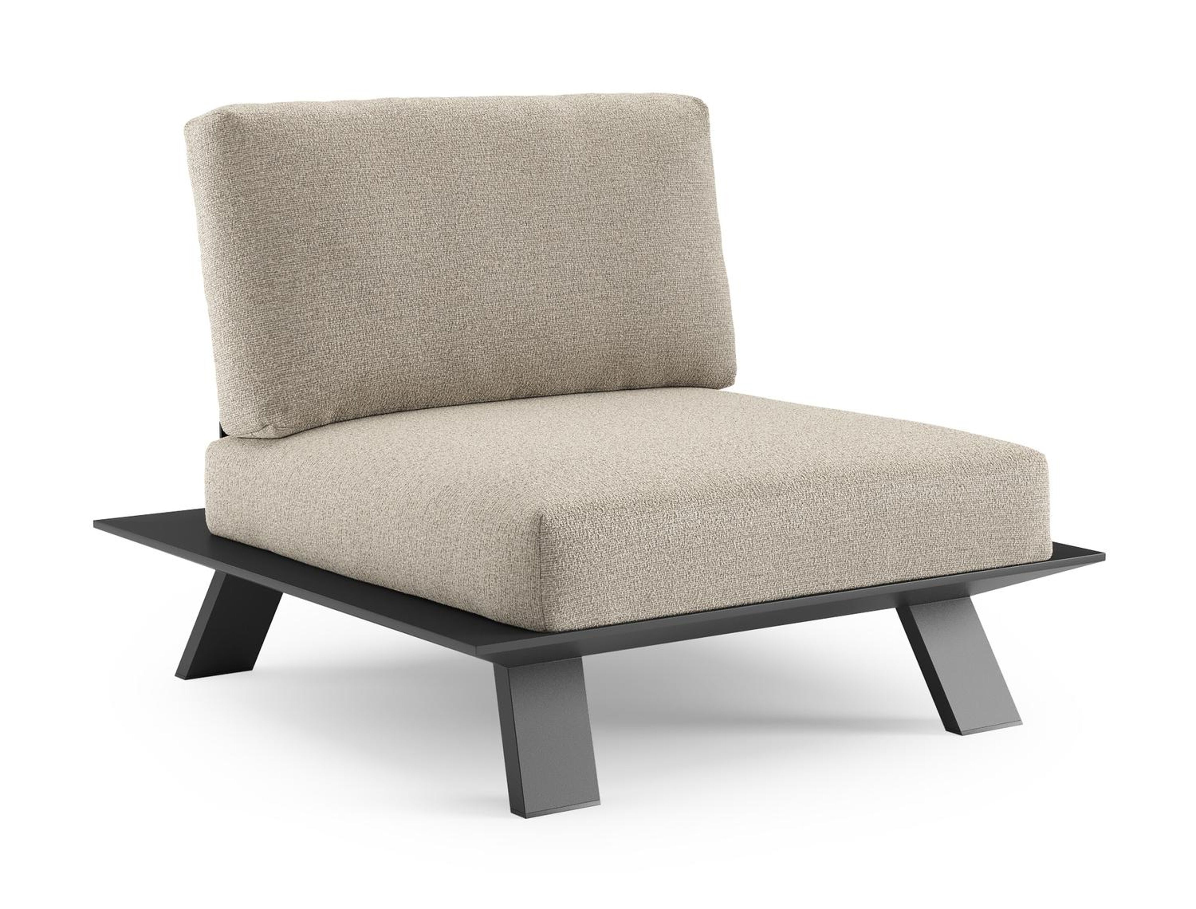 Cesano loungestoel in zwart aluminium met catania sand all weather Cosytica kussen