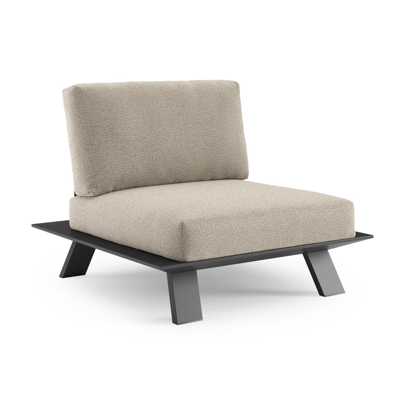 Cesano loungestoel in zwart aluminium met catania sand all weather Cosytica kussen