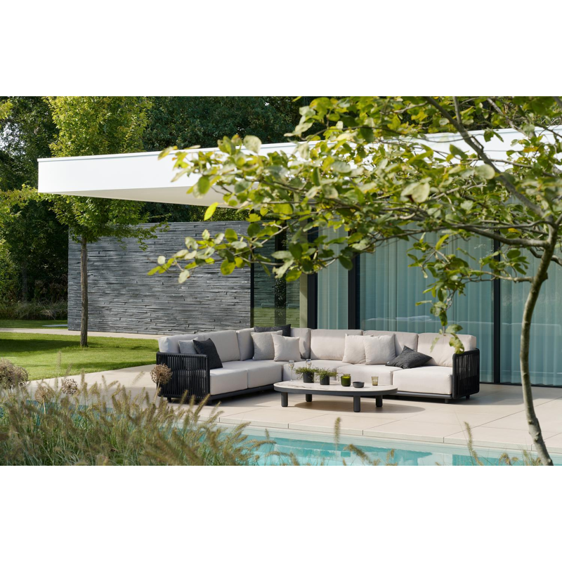 Donato loungetafel in zwart aluminium en colorado dunes volkeramiek - L 151 x B 90 x H 25 cm